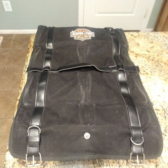 Harley Davidson 8 Compartment Roll Up Bag Travel Pack Bag Luggage Canvas Pockets - Picture 7 of 9